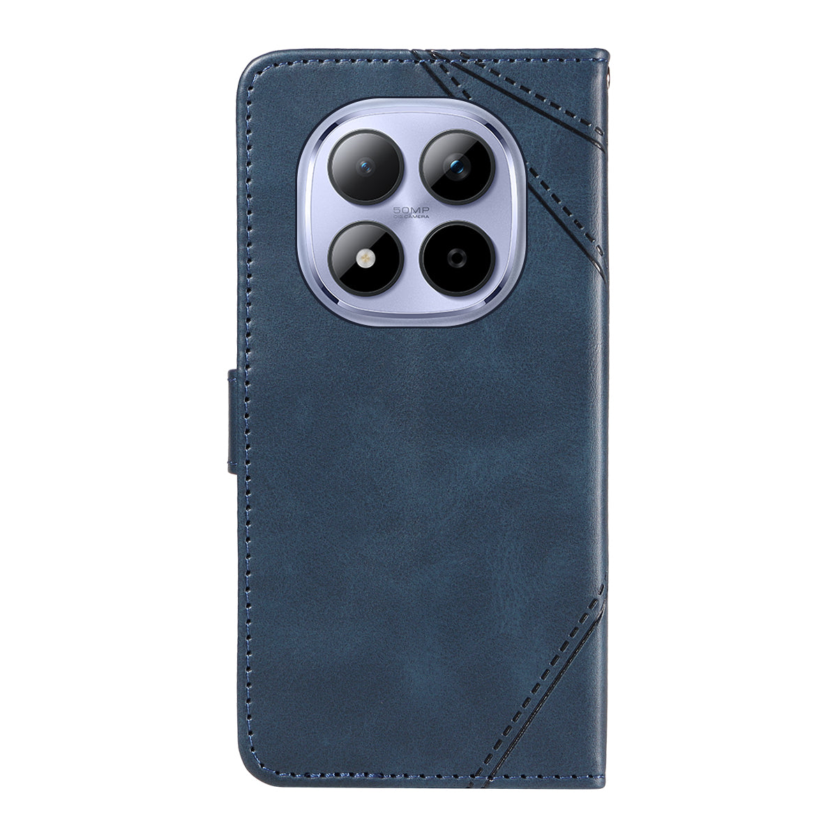 For Xiaomi Redmi Note 15 Pro 5G (Global) Leather Case Geometric Line Design Wallet Phone Cover with Wrist Strap - Blue