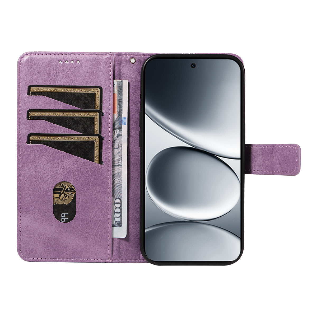 For Xiaomi Redmi Note 15 Pro 5G (Global) Leather Case Geometric Line Design Wallet Phone Cover with Wrist Strap - Purple