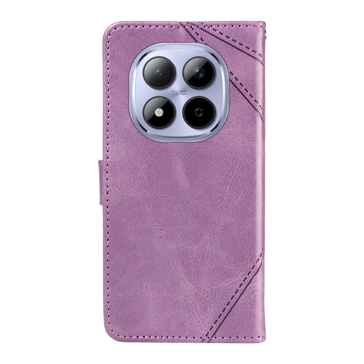 For Xiaomi Redmi Note 15 Pro 5G (Global) Leather Case Geometric Line Design Wallet Phone Cover with Wrist Strap - Purple