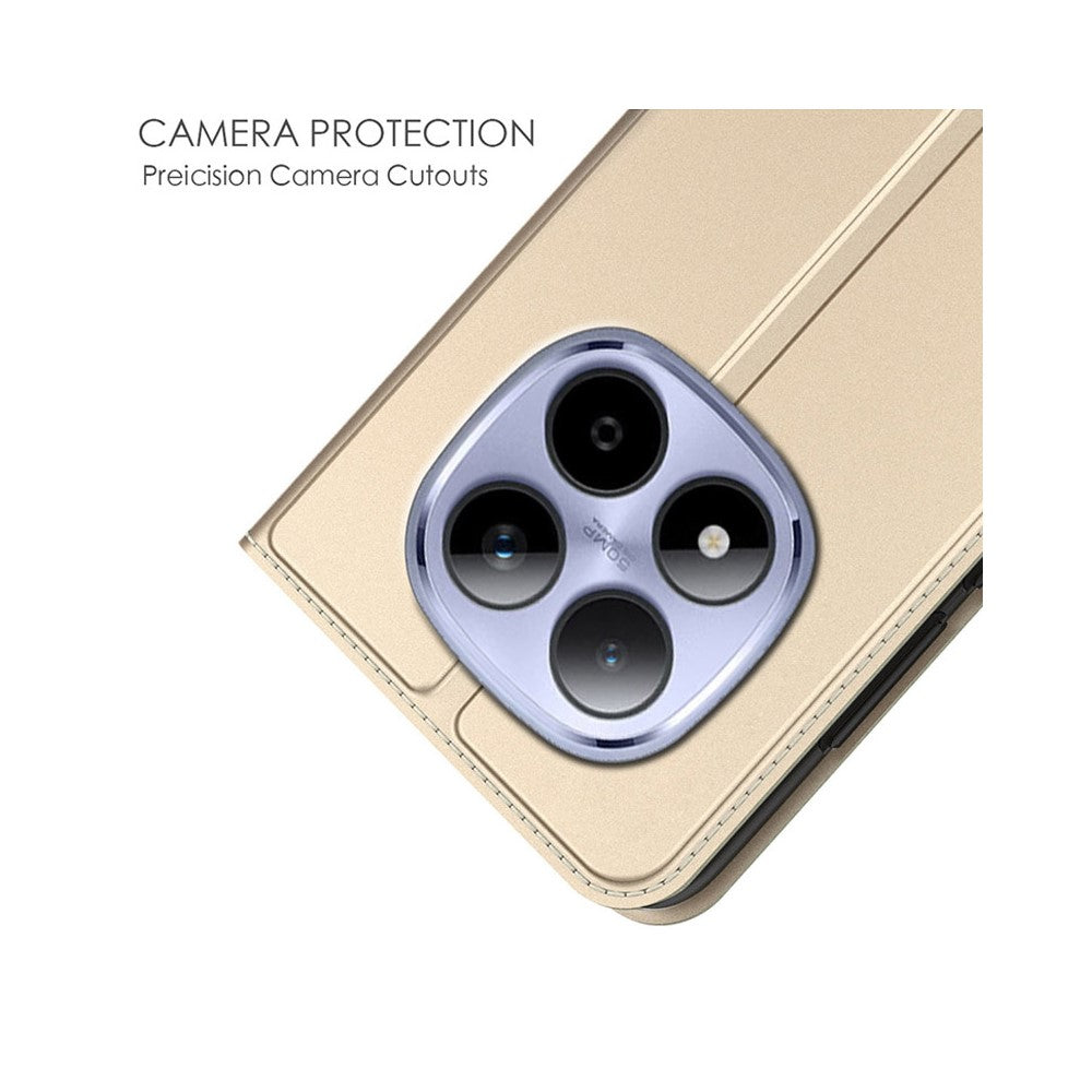 For Xiaomi Poco M8 Pro 5G / Redmi Note 15 Pro+ 5G (Global) Case PU Leather Phone Cover with Card Holder Stand - Gold