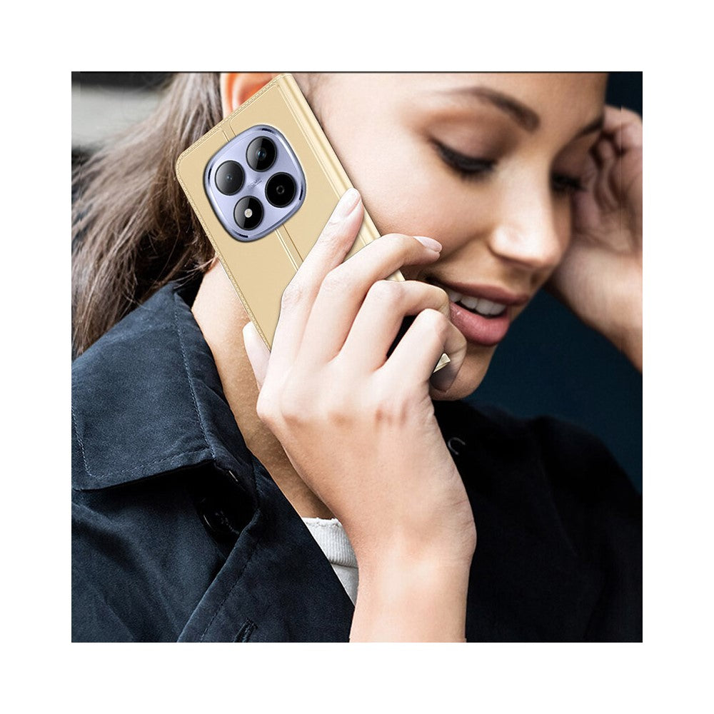 For Xiaomi Poco M8 Pro 5G / Redmi Note 15 Pro+ 5G (Global) Case PU Leather Phone Cover with Card Holder Stand - Gold
