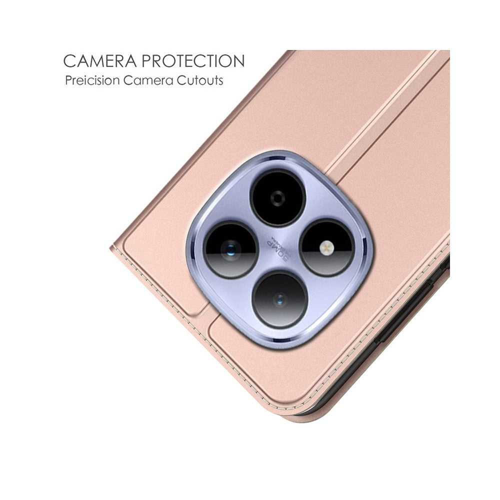 For Xiaomi Poco M8 Pro 5G / Redmi Note 15 Pro+ 5G (Global) Case PU Leather Phone Cover with Card Holder Stand - Rose Gold