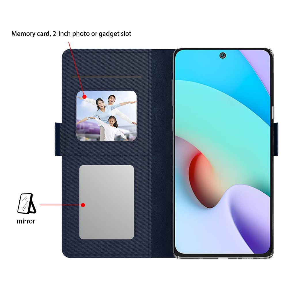 For Xiaomi Poco M8 Pro 5G / Redmi Note 15 Pro+ 5G (Global) Case Stand PU Leather Phone Cover Card Holder Mirror - Blue