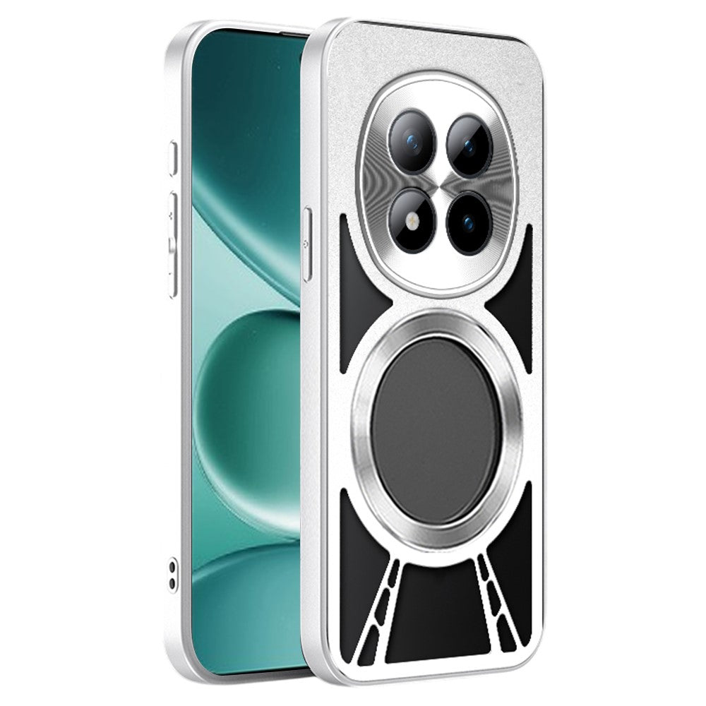 For Xiaomi Redmi Note 15 Pro 5G (Global) Magnetic Case Hollow Heat Dissipation Silicone + PC + Metal Bumper Phone Cover - Silver