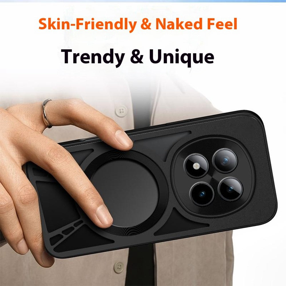 For Xiaomi Poco M8 Pro 5G / Redmi Note 15 Pro+ 5G (Global) Magnetic Case Hollow Heat Dissipation Silicone + PC + Metal Bumper Phone Cover - Black