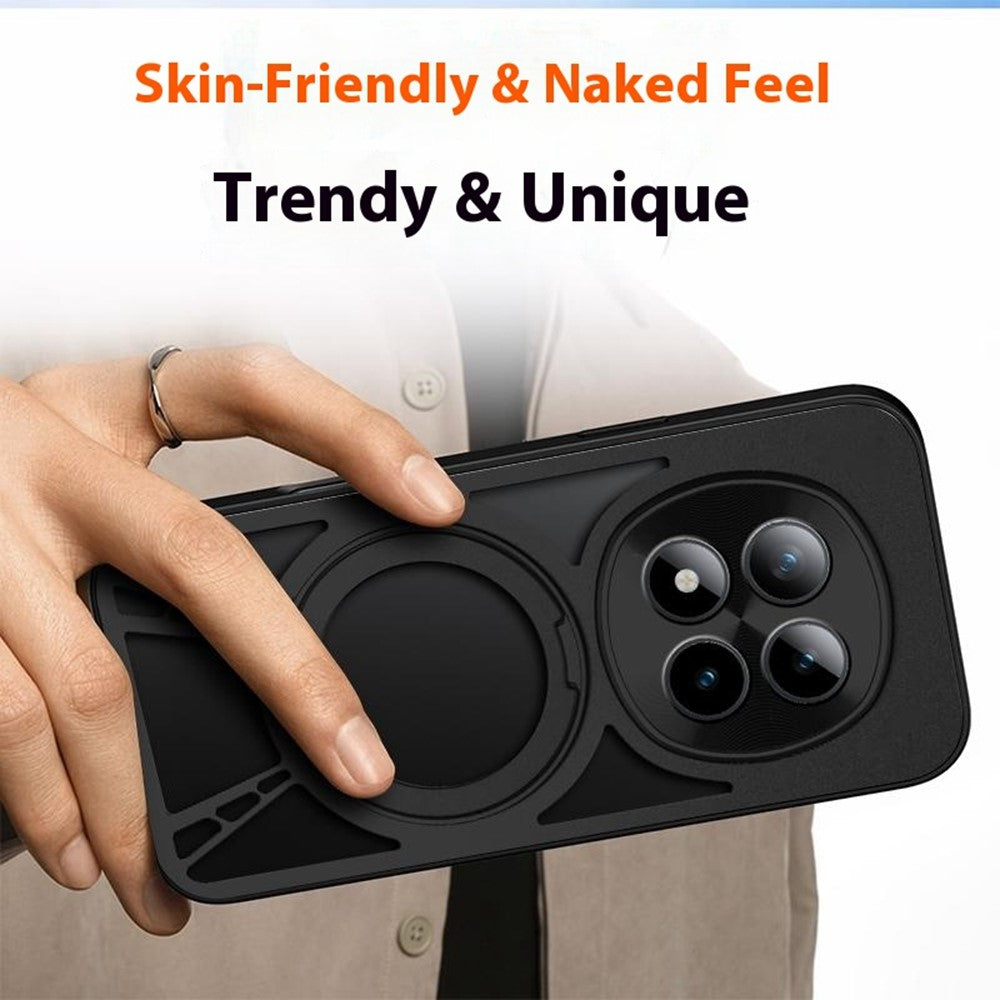 For Xiaomi Poco M8 Pro 5G / Redmi Note 15 Pro+ 5G (Global) Case Magnetic Kickstand Hollow Heat Dissipation Silicone + PC + Metal Bumper Phone Cover - Black