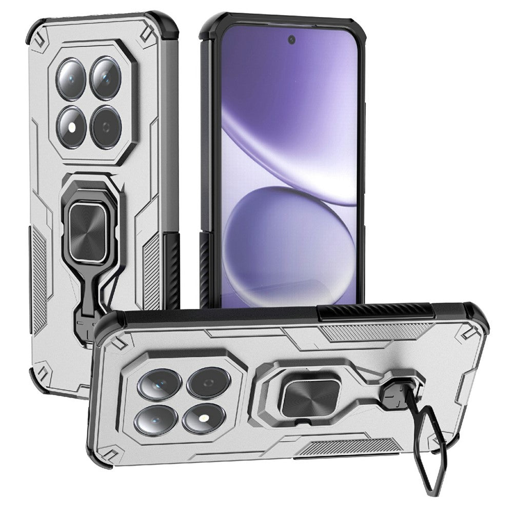 For Xiaomi Redmi Note 15 Pro 5G (Global) Case Rotatable Ring Kickstand PC + TPU Shockproof Phone Cover - Titanium Grey