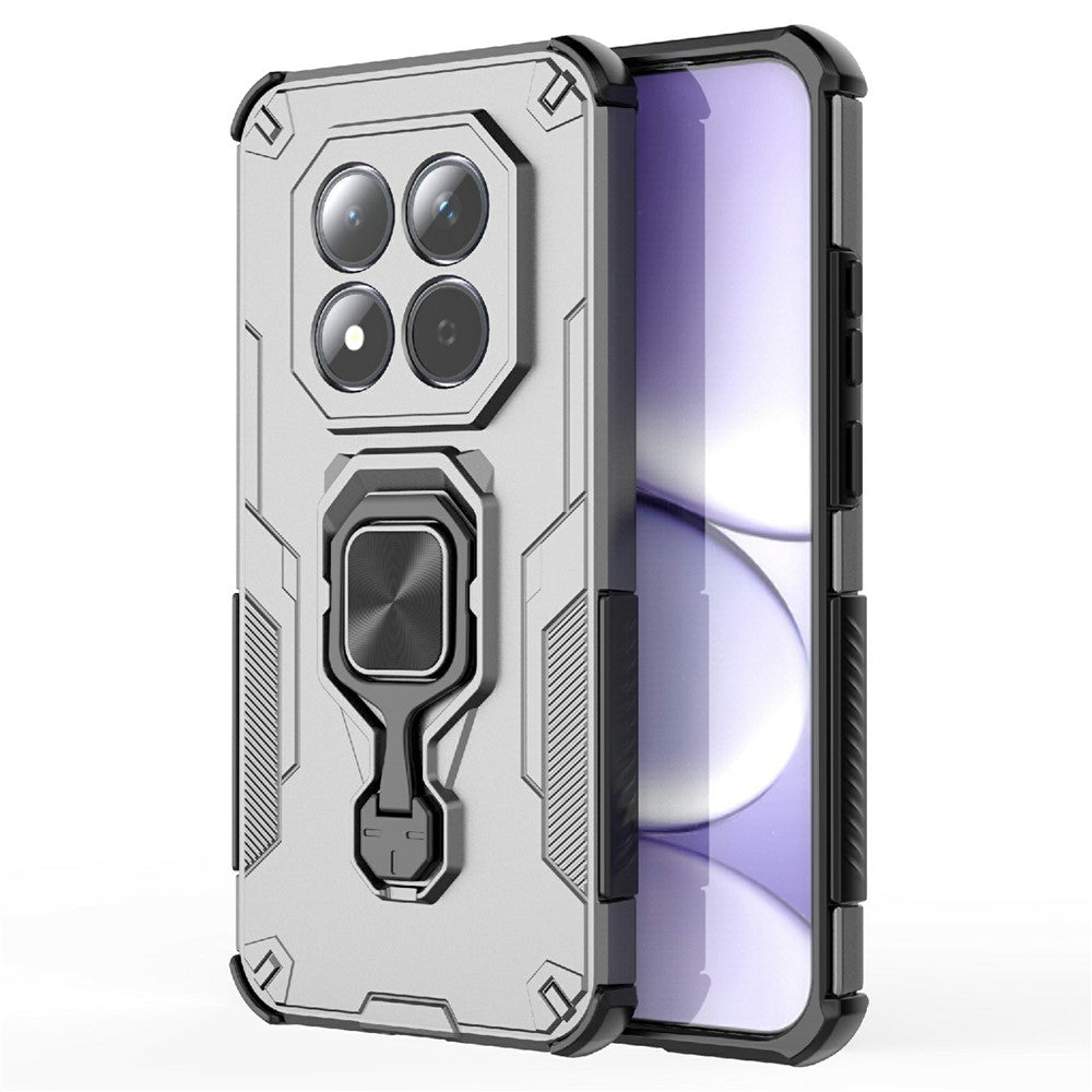 For Xiaomi Redmi Note 15 Pro 5G (Global) Case Rotatable Ring Kickstand PC + TPU Shockproof Phone Cover - Titanium Grey