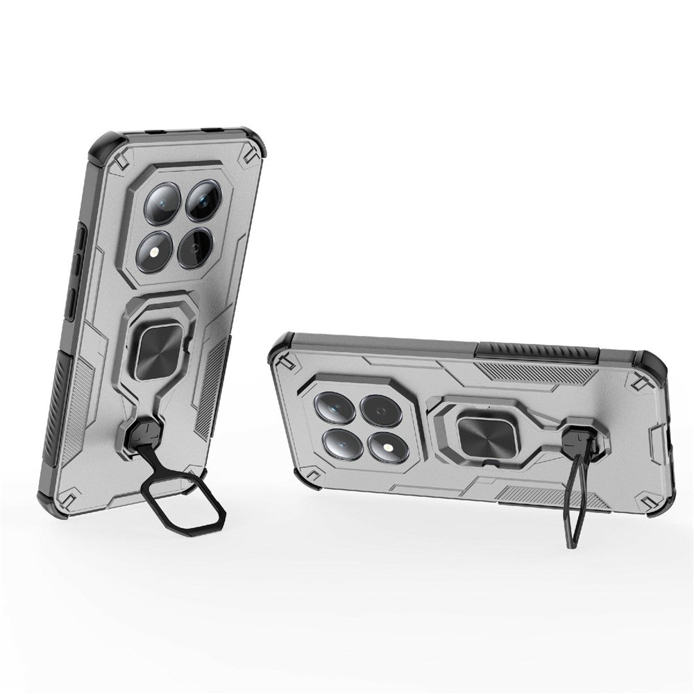 For Xiaomi Redmi Note 15 Pro 5G (Global) Case Rotatable Ring Kickstand PC + TPU Shockproof Phone Cover - Titanium Grey