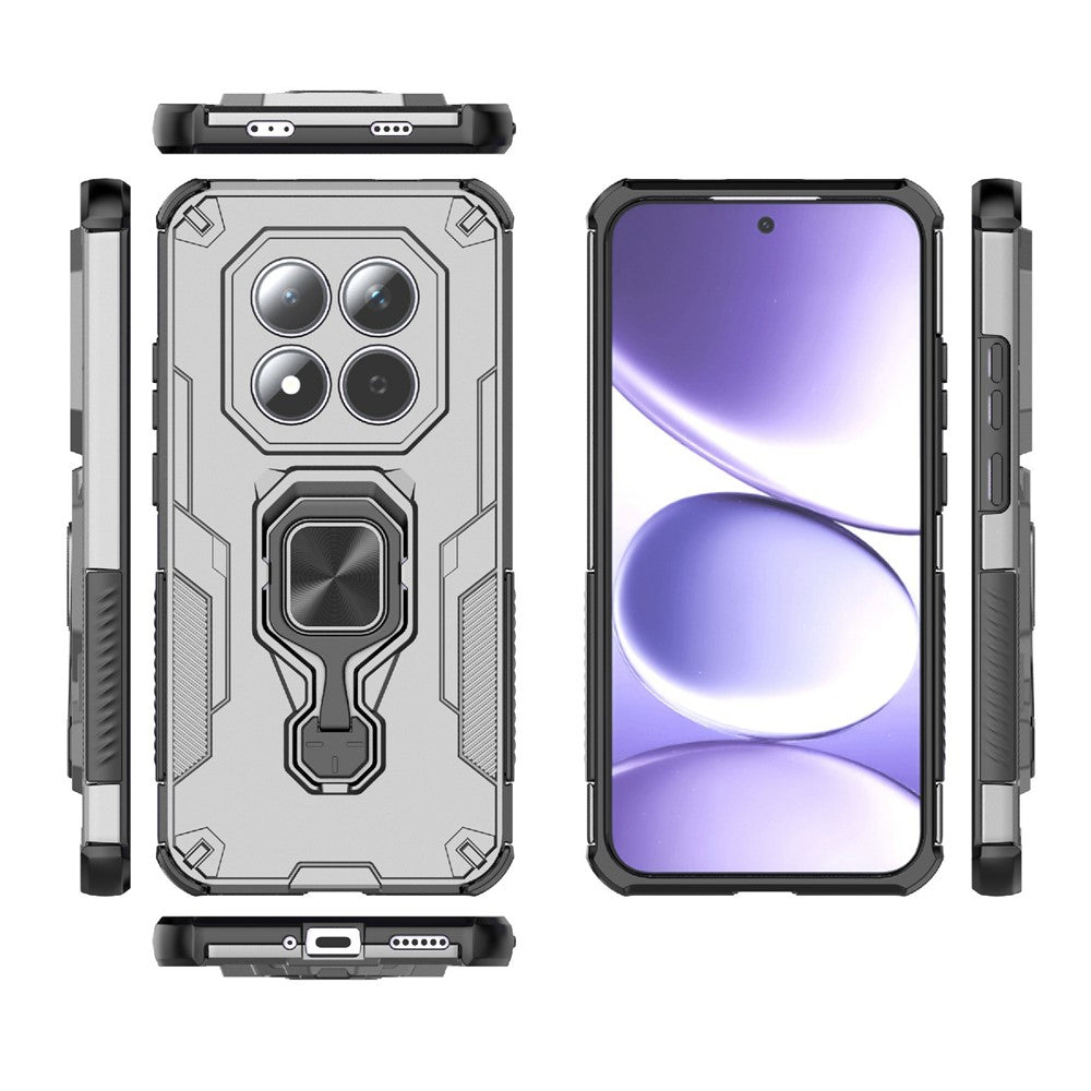 For Xiaomi Redmi Note 15 Pro 5G (Global) Case Rotatable Ring Kickstand PC + TPU Shockproof Phone Cover - Titanium Grey