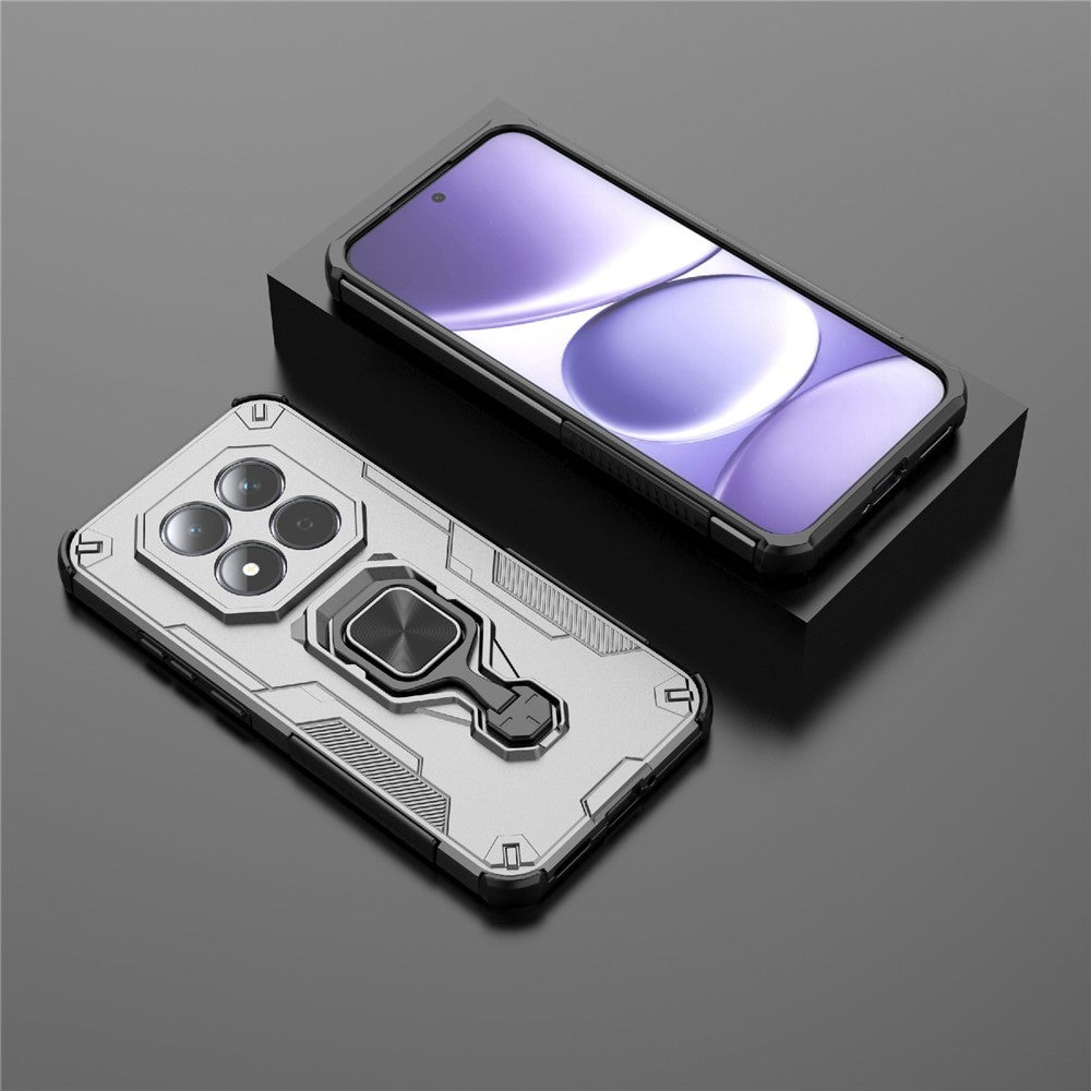 For Xiaomi Redmi Note 15 Pro 5G (Global) Case Rotatable Ring Kickstand PC + TPU Shockproof Phone Cover - Titanium Grey