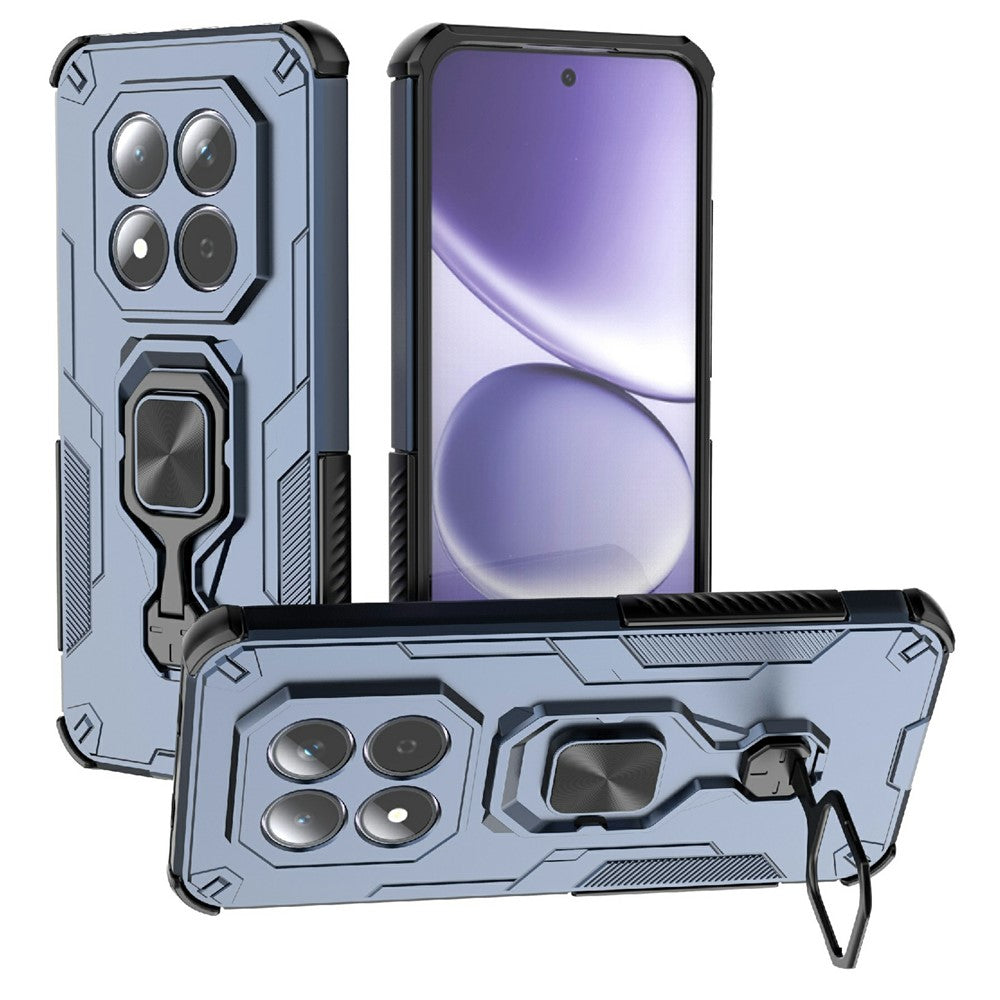 For Xiaomi Redmi Note 15 Pro 5G (Global) Case Rotatable Ring Kickstand PC + TPU Shockproof Phone Cover - Navy Blue