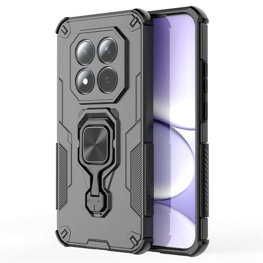 For Xiaomi Redmi Note 15 Pro 5G (Global) Case Rotatable Ring Kickstand PC + TPU Shockproof Phone Cover - Black
