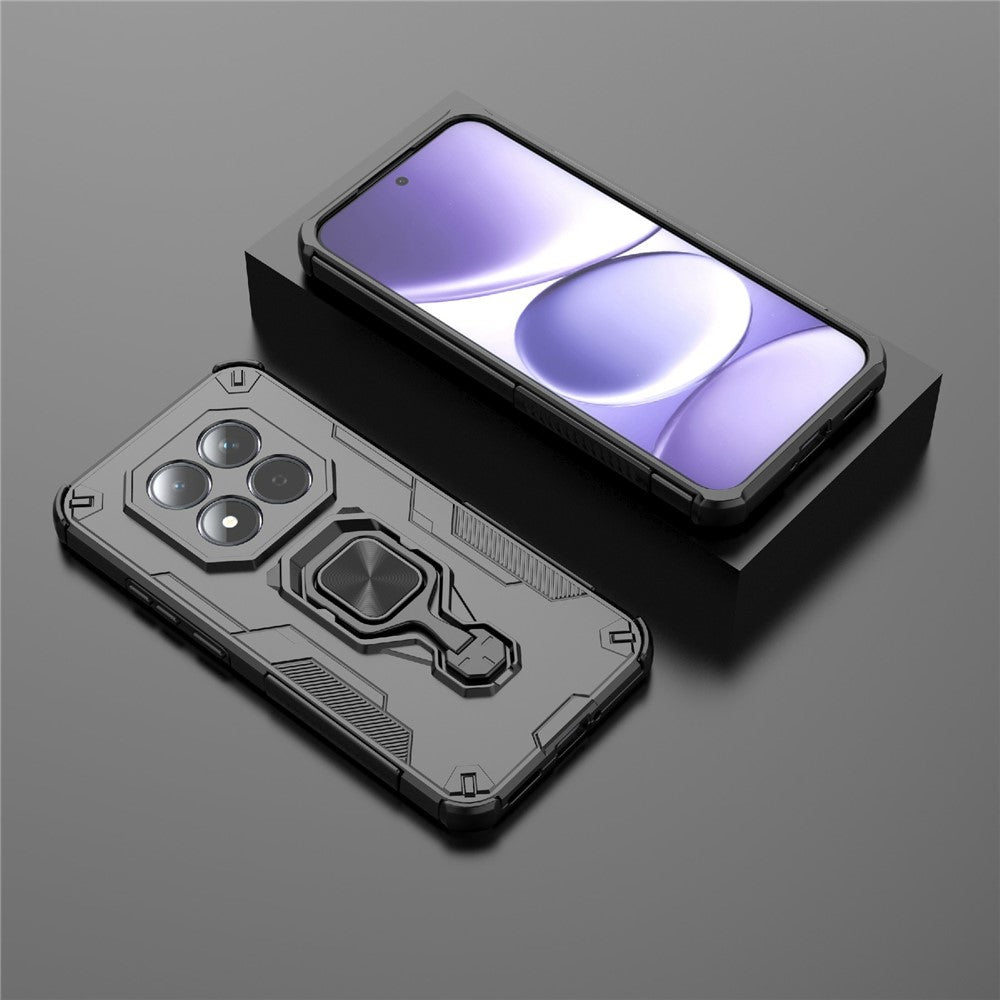 For Xiaomi Redmi Note 15 Pro 5G (Global) Case Rotatable Ring Kickstand PC + TPU Shockproof Phone Cover - Black