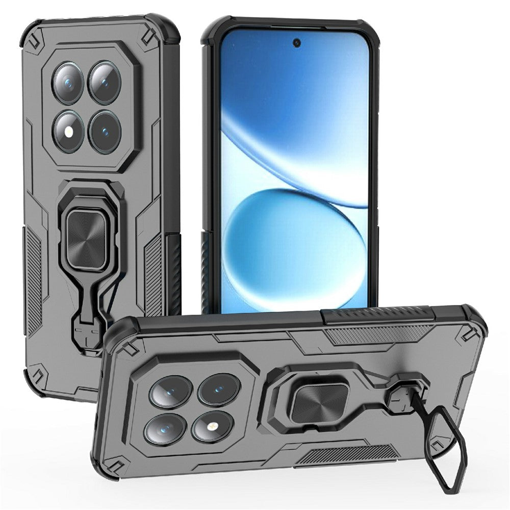 For Xiaomi Poco M8 Pro 5G / Redmi Note 15 Pro+ 5G (Global) Case Rotatable Ring Kickstand PC + TPU Shockproof Phone Cover - Black