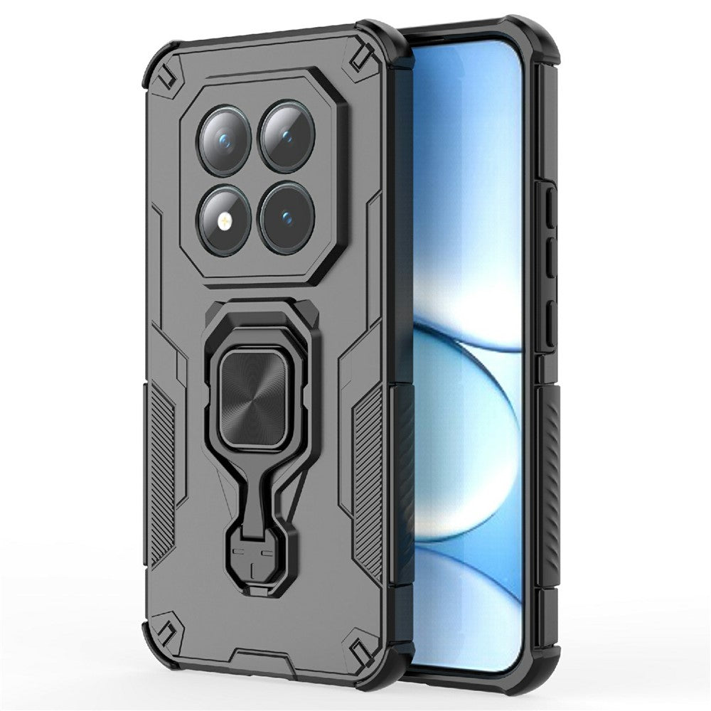For Xiaomi Poco M8 Pro 5G / Redmi Note 15 Pro+ 5G (Global) Case Rotatable Ring Kickstand PC + TPU Shockproof Phone Cover - Black