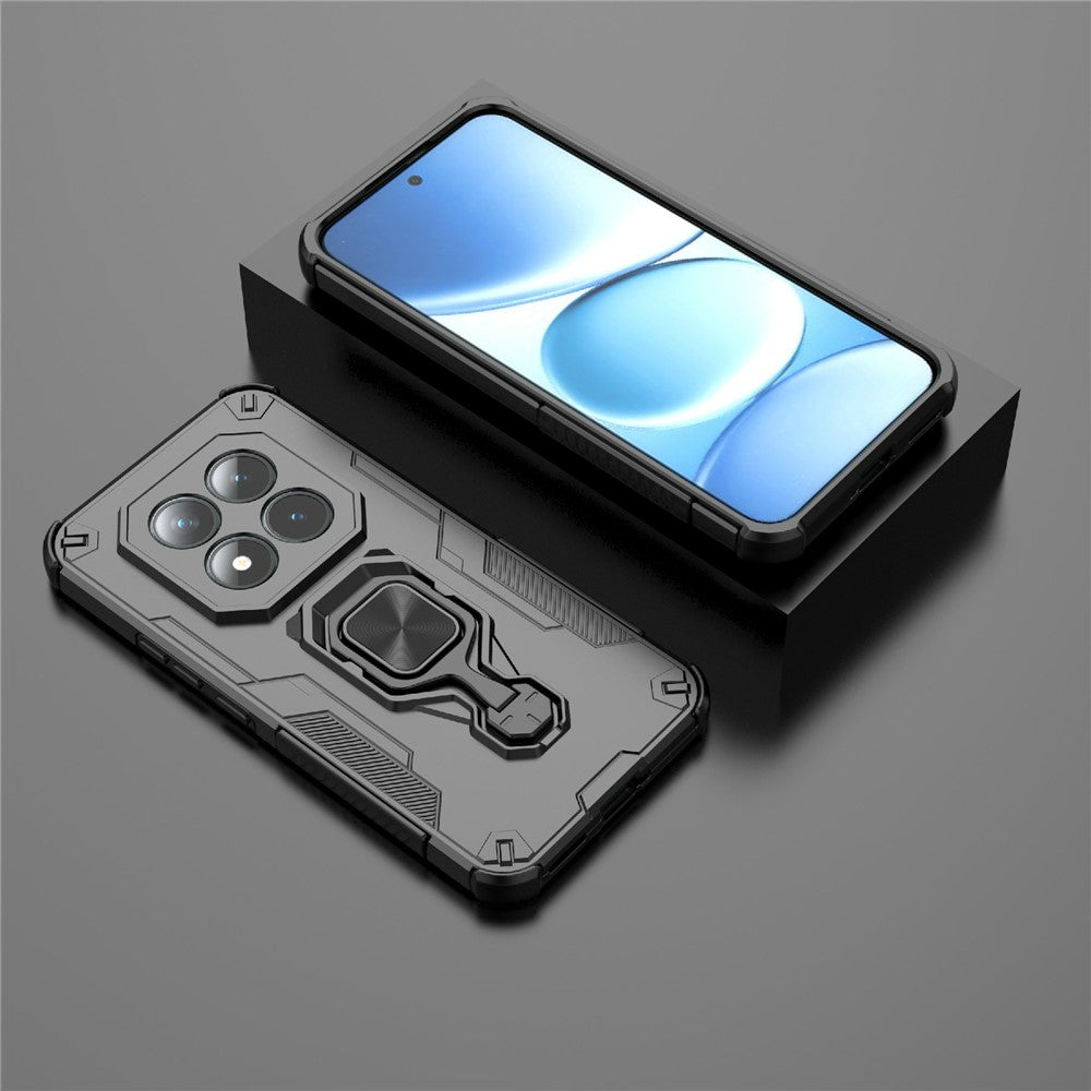 For Xiaomi Poco M8 Pro 5G / Redmi Note 15 Pro+ 5G (Global) Case Rotatable Ring Kickstand PC + TPU Shockproof Phone Cover - Black