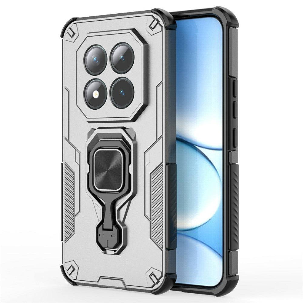 For Xiaomi Poco M8 Pro 5G / Redmi Note 15 Pro+ 5G (Global) Case Rotatable Ring Kickstand PC + TPU Shockproof Phone Cover - Titanium Grey