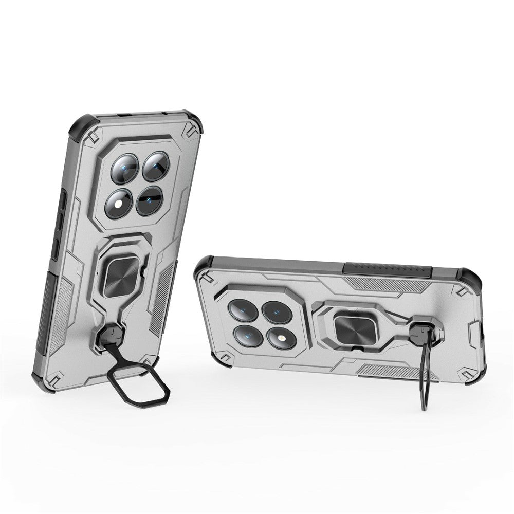For Xiaomi Poco M8 Pro 5G / Redmi Note 15 Pro+ 5G (Global) Case Rotatable Ring Kickstand PC + TPU Shockproof Phone Cover - Titanium Grey