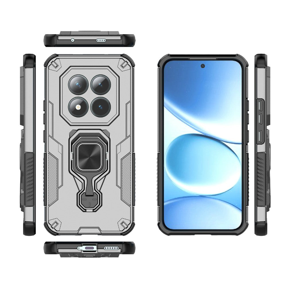 For Xiaomi Poco M8 Pro 5G / Redmi Note 15 Pro+ 5G (Global) Case Rotatable Ring Kickstand PC + TPU Shockproof Phone Cover - Titanium Grey