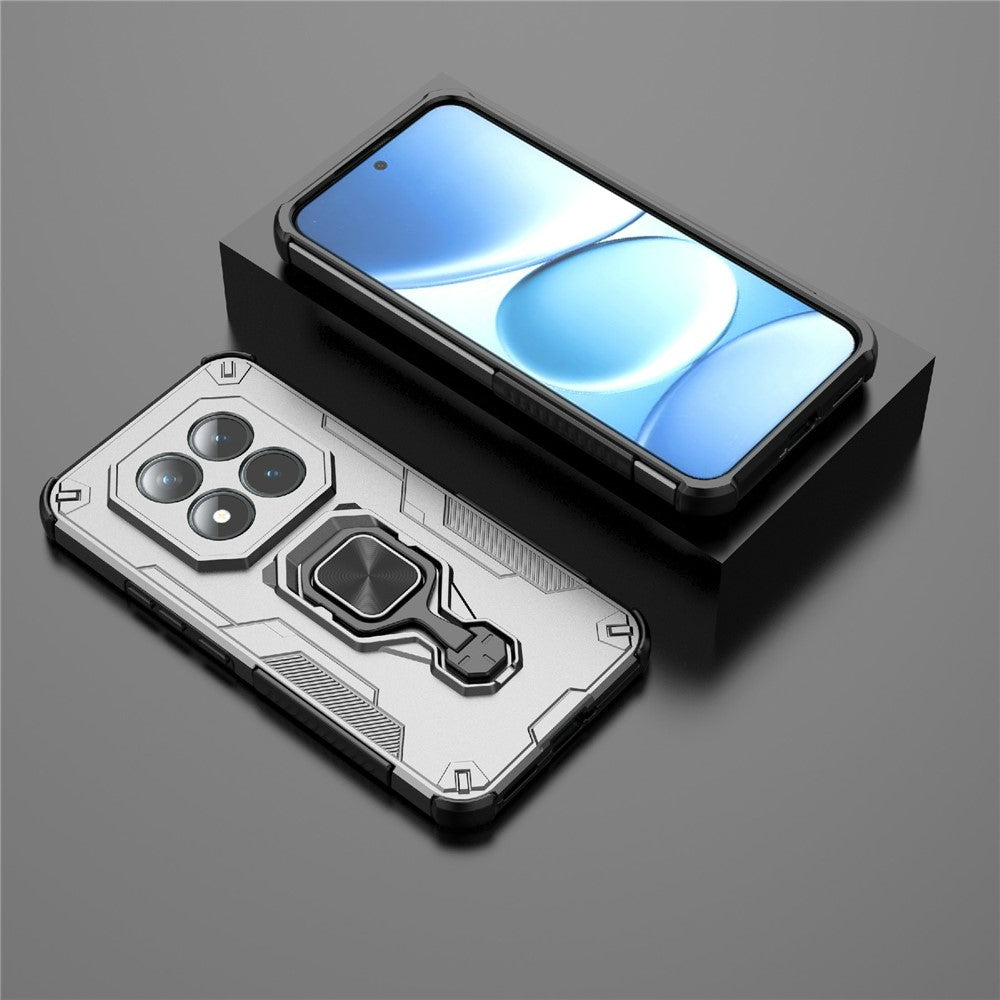 For Xiaomi Poco M8 Pro 5G / Redmi Note 15 Pro+ 5G (Global) Case Rotatable Ring Kickstand PC + TPU Shockproof Phone Cover - Titanium Grey