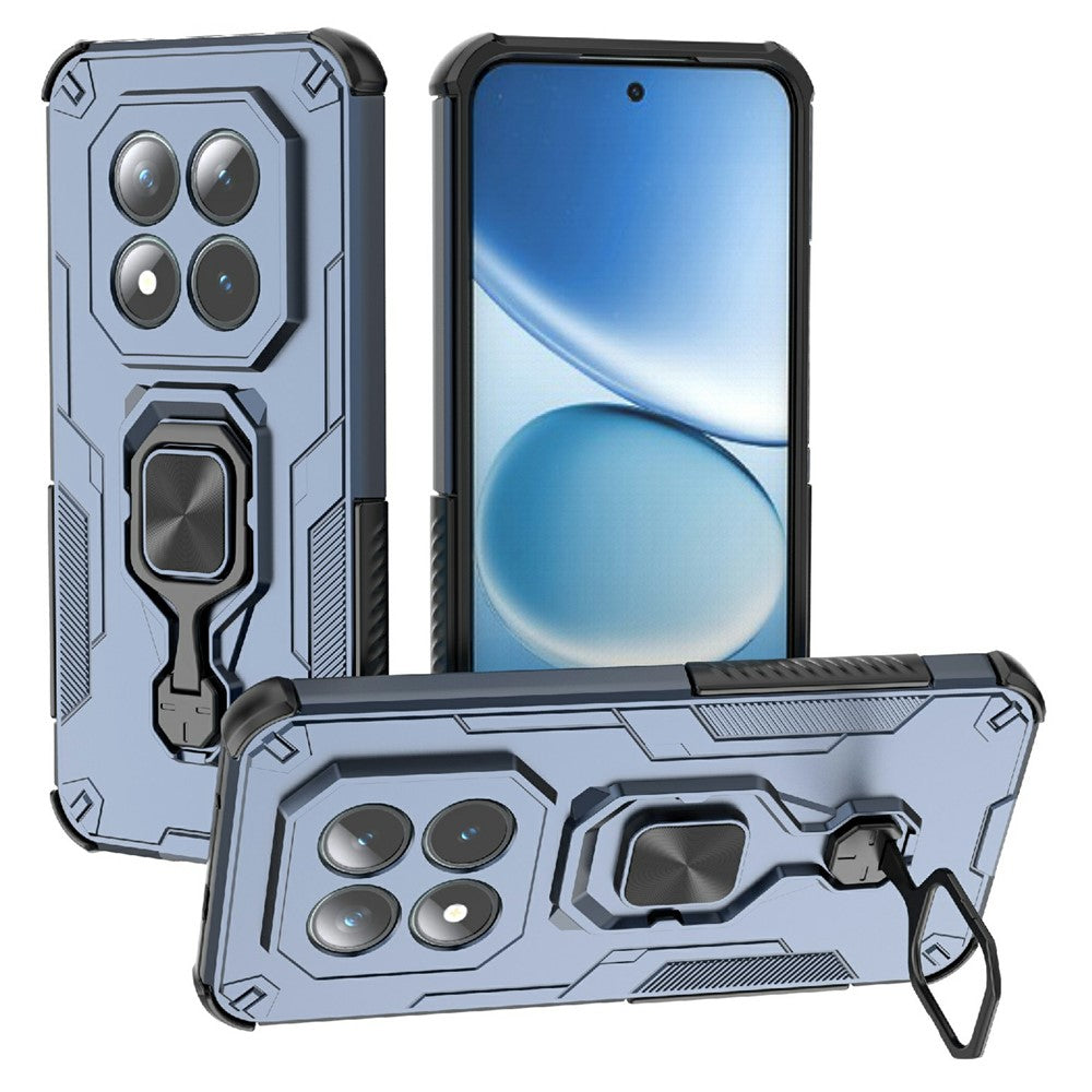 For Xiaomi Poco M8 Pro 5G / Redmi Note 15 Pro+ 5G (Global) Case Rotatable Ring Kickstand PC + TPU Shockproof Phone Cover - Navy Blue