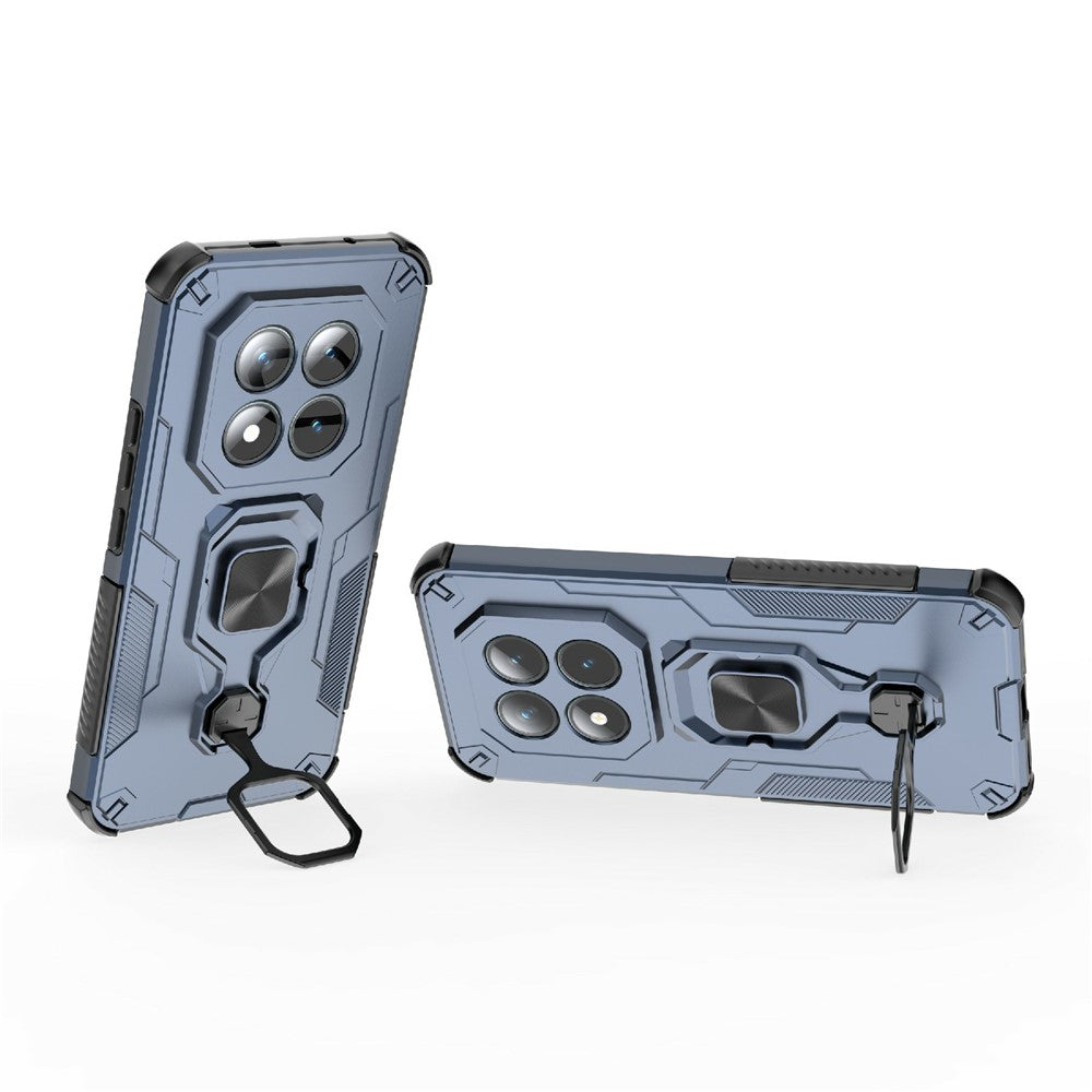 For Xiaomi Poco M8 Pro 5G / Redmi Note 15 Pro+ 5G (Global) Case Rotatable Ring Kickstand PC + TPU Shockproof Phone Cover - Navy Blue