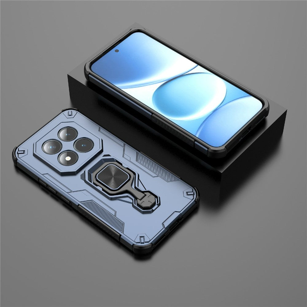For Xiaomi Poco M8 Pro 5G / Redmi Note 15 Pro+ 5G (Global) Case Rotatable Ring Kickstand PC + TPU Shockproof Phone Cover - Navy Blue