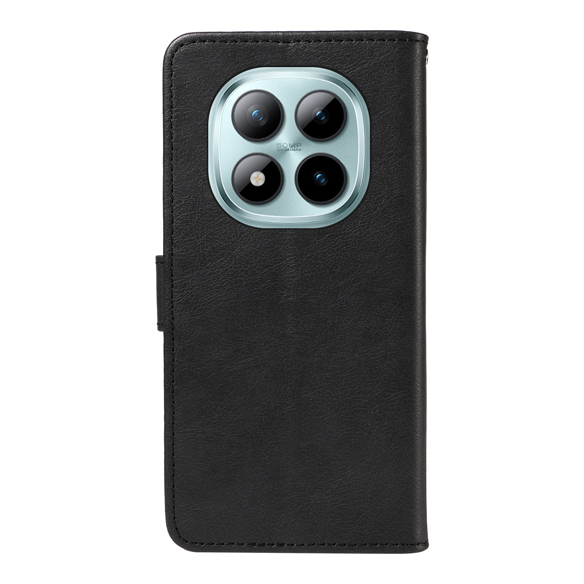 For Xiaomi Poco M8 Pro 5G / Redmi Note 15 Pro+ 5G (Global) Leather Wallet Case with Strap Solid Color Phone Stand Cover - Black