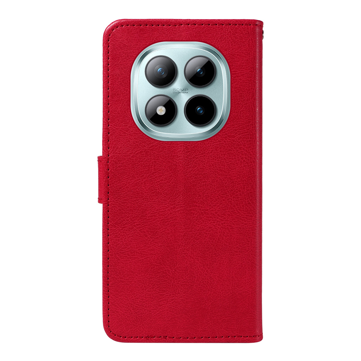 For Xiaomi Poco M8 Pro 5G / Redmi Note 15 Pro+ 5G (Global) Leather Wallet Case with Strap Solid Color Phone Stand Cover - Red