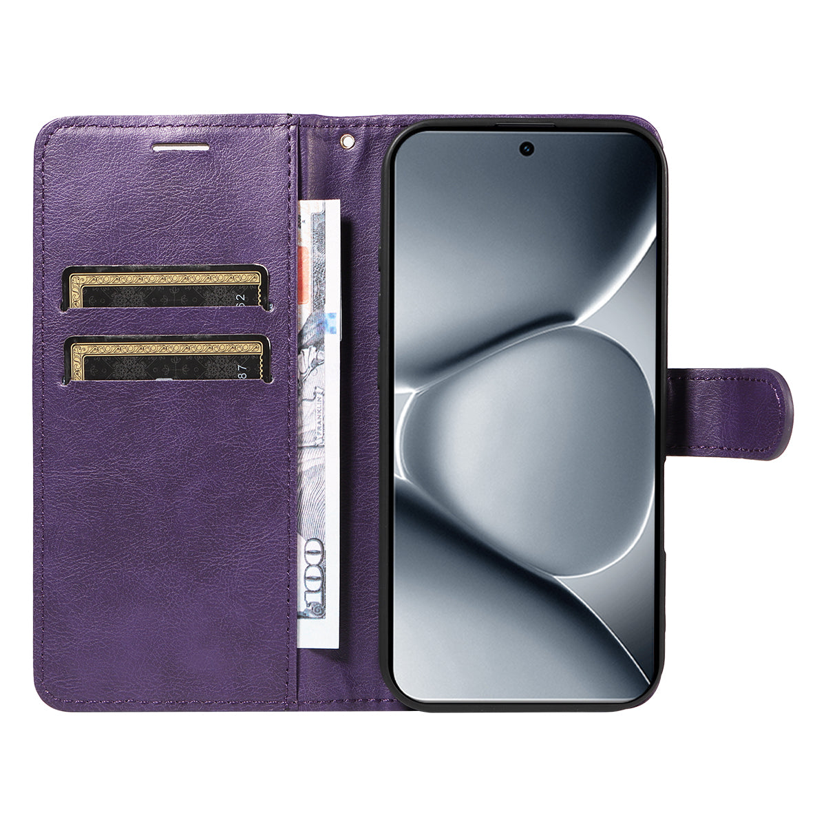 For Xiaomi Poco M8 Pro 5G / Redmi Note 15 Pro+ 5G (Global) Leather Wallet Case with Strap Solid Color Phone Stand Cover - Purple