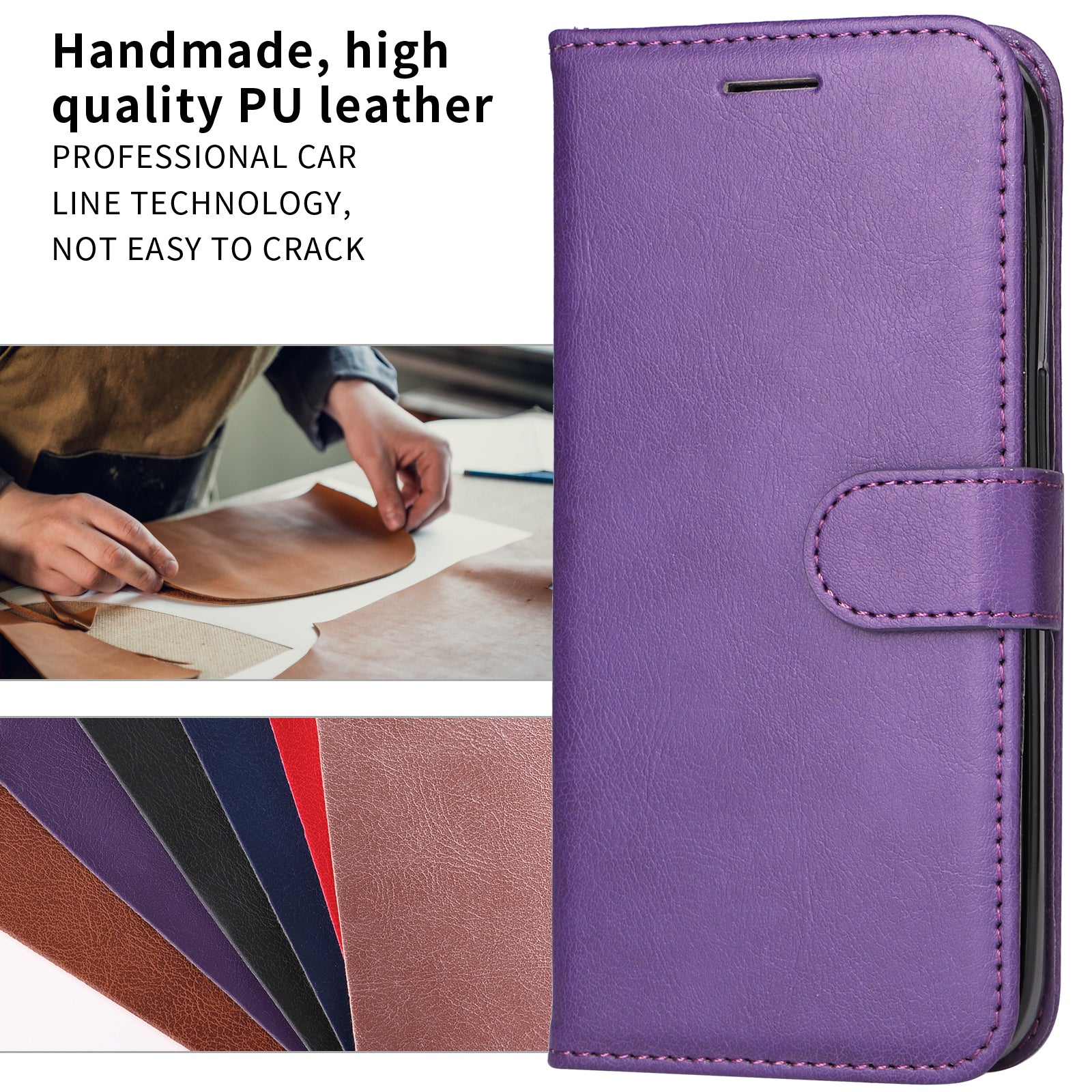 For Xiaomi Poco M8 Pro 5G / Redmi Note 15 Pro+ 5G (Global) Leather Wallet Case with Strap Solid Color Phone Stand Cover - Purple