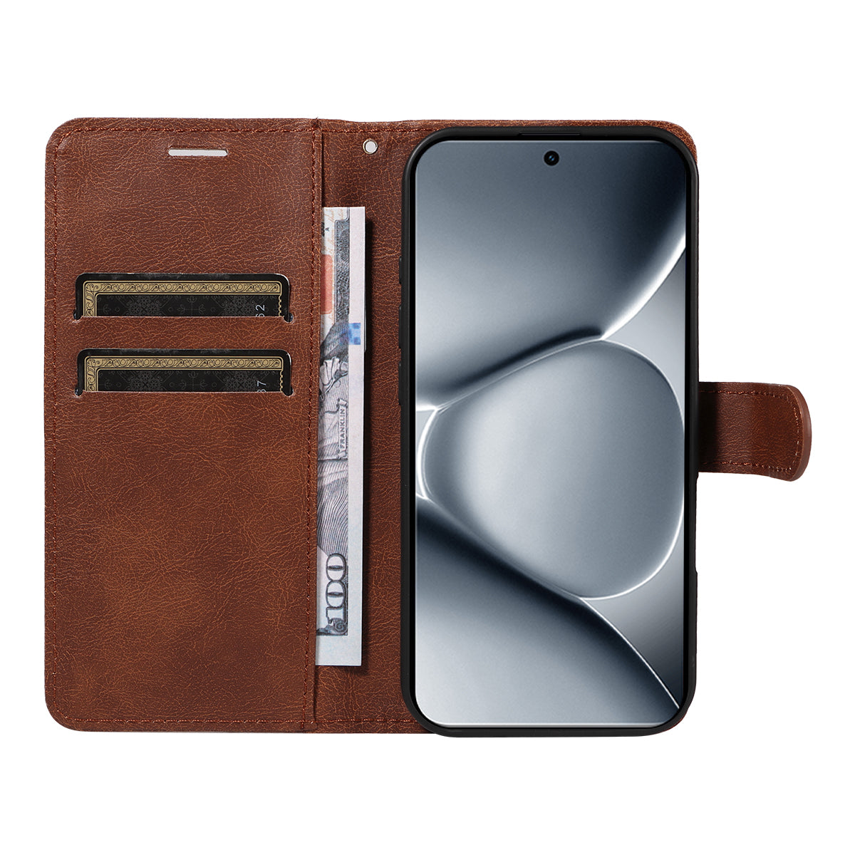 For Xiaomi Poco M8 Pro 5G / Redmi Note 15 Pro+ 5G (Global) Leather Wallet Case with Strap Solid Color Phone Stand Cover - Brown