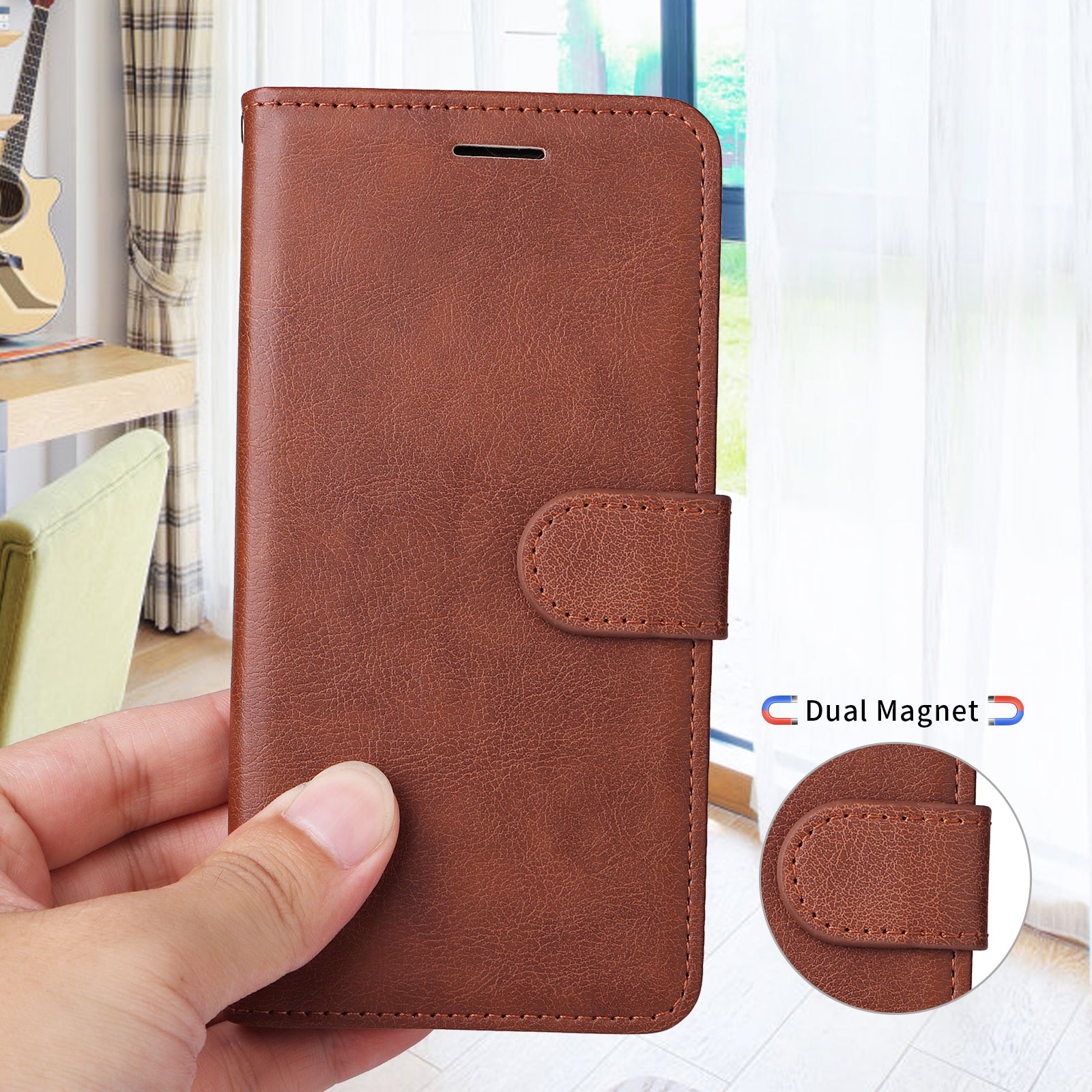 For Xiaomi Poco M8 Pro 5G / Redmi Note 15 Pro+ 5G (Global) Leather Wallet Case with Strap Solid Color Phone Stand Cover - Brown