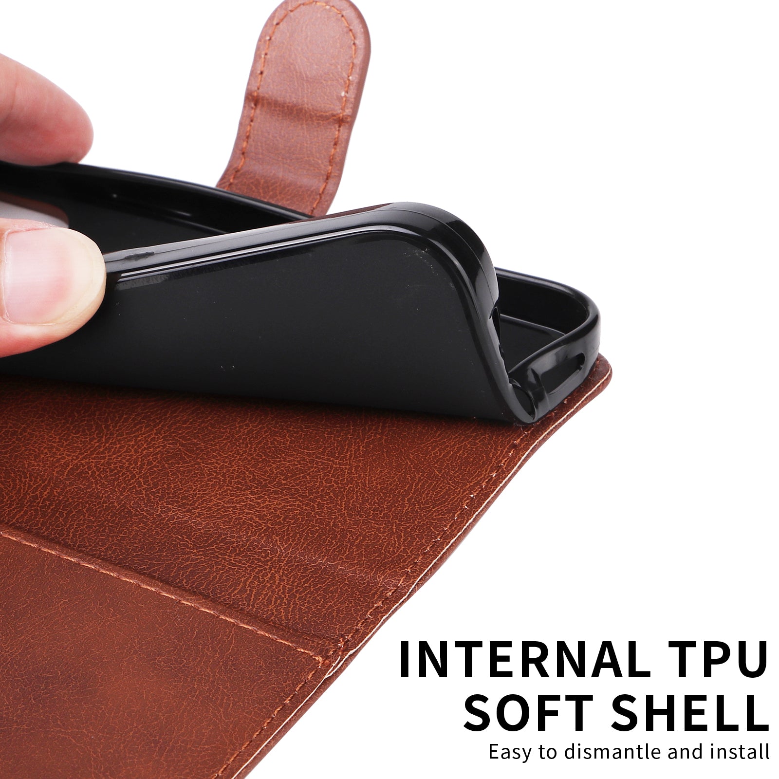 For Xiaomi Poco M8 Pro 5G / Redmi Note 15 Pro+ 5G (Global) Leather Wallet Case with Strap Solid Color Phone Stand Cover - Brown