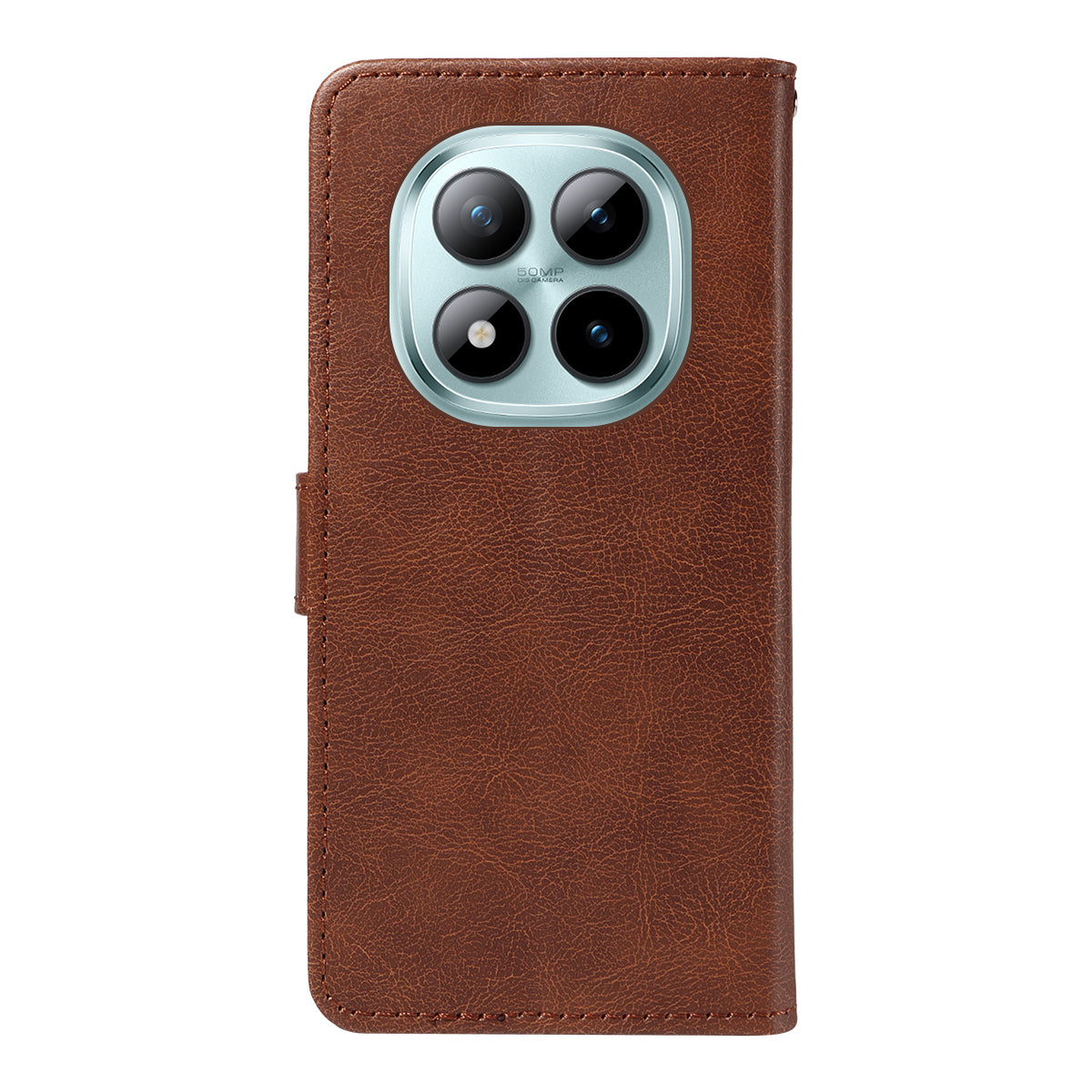 For Xiaomi Poco M8 Pro 5G / Redmi Note 15 Pro+ 5G (Global) Leather Wallet Case with Strap Solid Color Phone Stand Cover - Brown