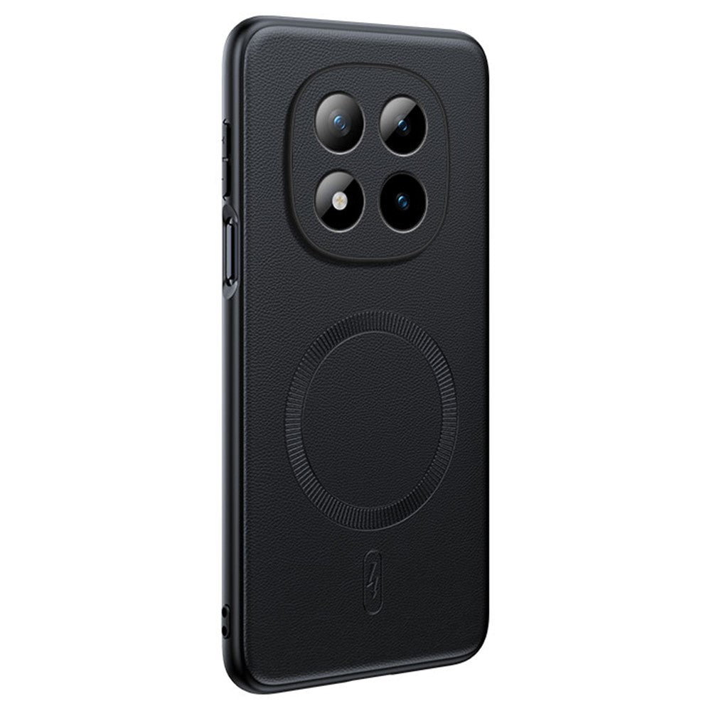 For Xiaomi Redmi Note 15 Pro 5G (Global) Magnetic Case Leather Coated TPU + PC Phone Cover - Black