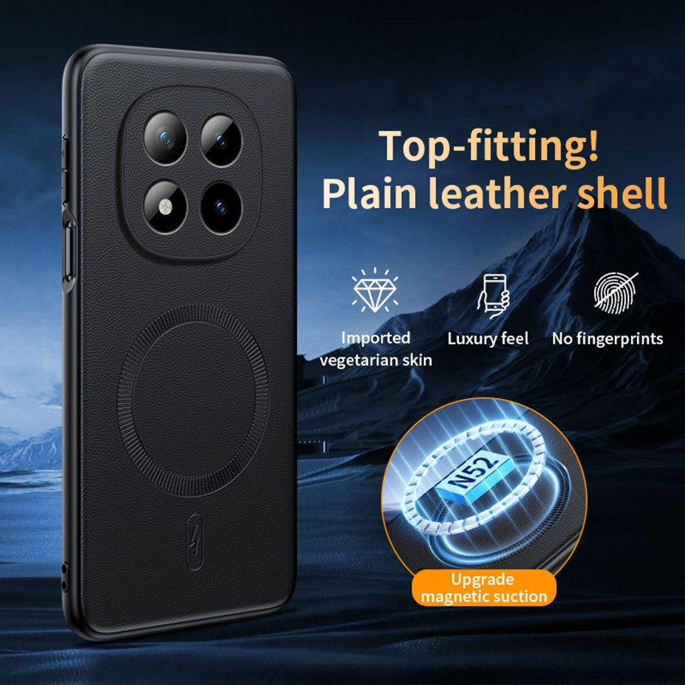 For Xiaomi Redmi Note 15 Pro 5G (Global) Magnetic Case Leather Coated TPU + PC Phone Cover - Black