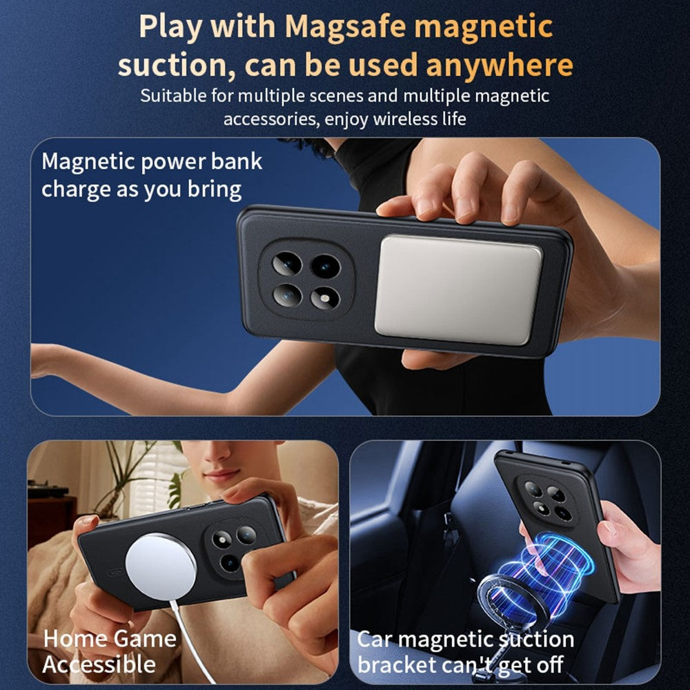 For Xiaomi Redmi Note 15 Pro 5G (Global) Magnetic Case Leather Coated TPU + PC Phone Cover - Black