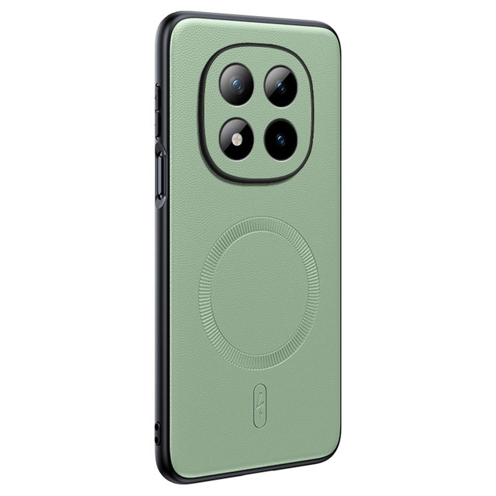 For Xiaomi Redmi Note 15 Pro 5G (Global) Magnetic Case Leather Coated TPU + PC Phone Cover - Green