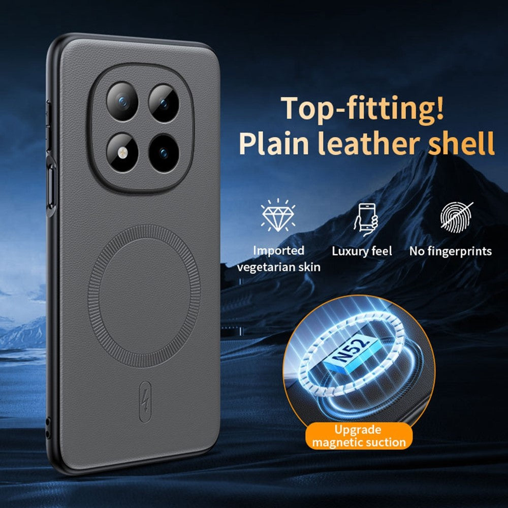 For Xiaomi Poco M8 Pro 5G / Redmi Note 15 Pro+ 5G (Global) Magnetic Case Leather Coated TPU + PC Phone Cover - Grey