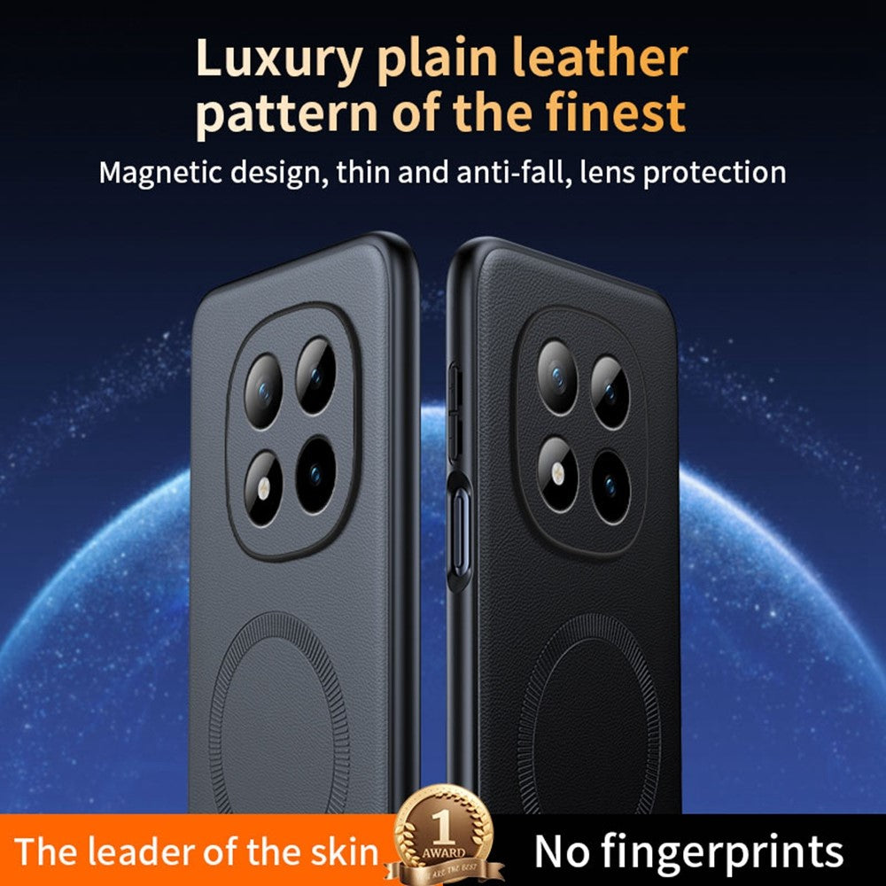 For Xiaomi Poco M8 Pro 5G / Redmi Note 15 Pro+ 5G (Global) Magnetic Case Leather Coated TPU + PC Phone Cover - Grey
