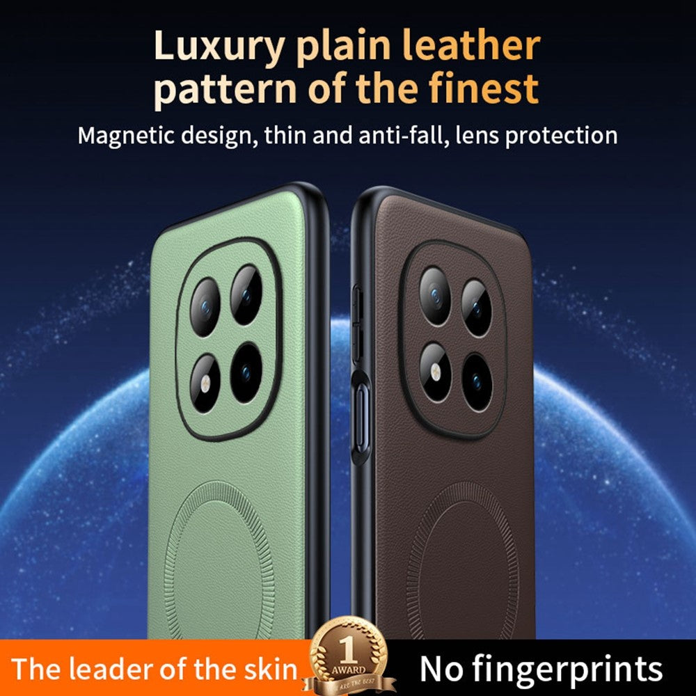 For Xiaomi Poco M8 Pro 5G / Redmi Note 15 Pro+ 5G (Global) Magnetic Case Leather Coated TPU + PC Phone Cover - Brown