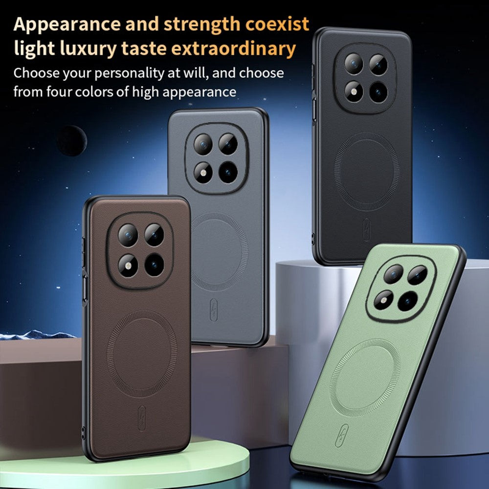 For Xiaomi Poco M8 Pro 5G / Redmi Note 15 Pro+ 5G (Global) Magnetic Case Leather Coated TPU + PC Phone Cover - Brown