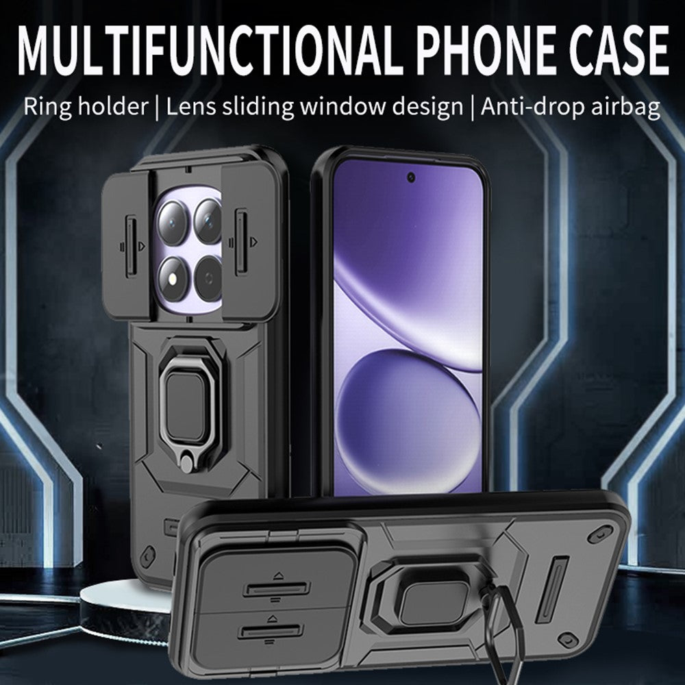 For Xiaomi Redmi Note 15 Pro 5G (Global) Case PC + TPU Kickstand Phone Protector with Lens Cover - Grey