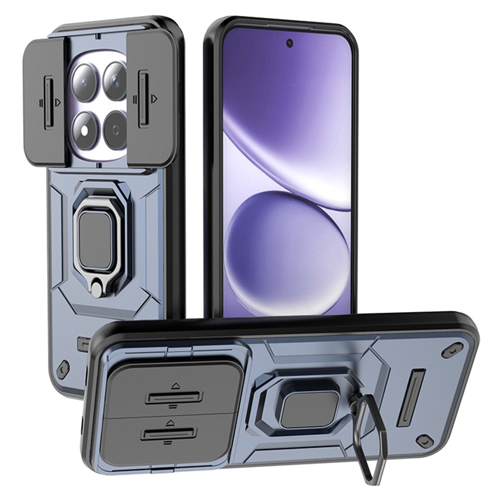 For Xiaomi Redmi Note 15 Pro 5G (Global) Case PC + TPU Kickstand Phone Protector with Lens Cover - Blue