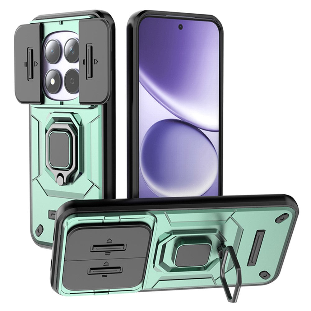 For Xiaomi Redmi Note 15 Pro 5G (Global) Case PC + TPU Kickstand Phone Protector with Lens Cover - Green