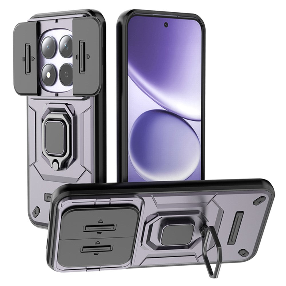 For Xiaomi Redmi Note 15 Pro 5G (Global) Case PC + TPU Kickstand Phone Protector with Lens Cover - Purple