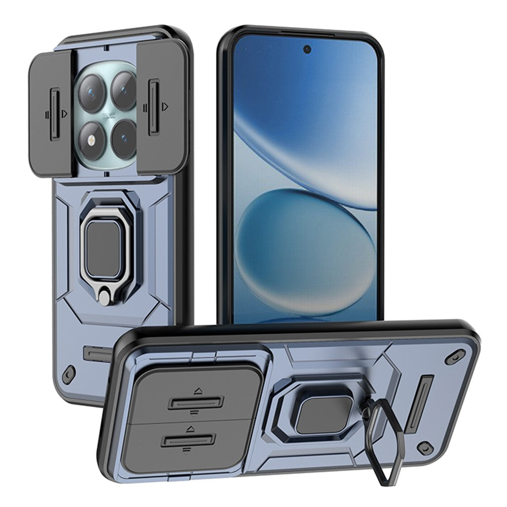 For Xiaomi Poco M8 Pro 5G / Redmi Note 15 Pro+ 5G (Global) Case PC + TPU Kickstand Phone Protector with Lens Cover - Blue