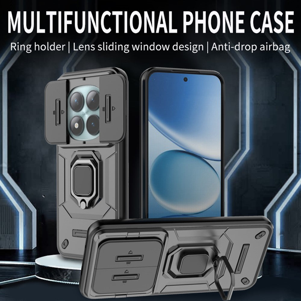 For Xiaomi Poco M8 Pro 5G / Redmi Note 15 Pro+ 5G (Global) Case PC + TPU Kickstand Phone Protector with Lens Cover - Blue